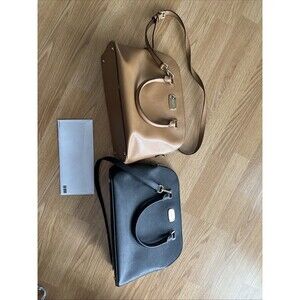 Michael Kors Leather Handbag Pair Black And Cognac